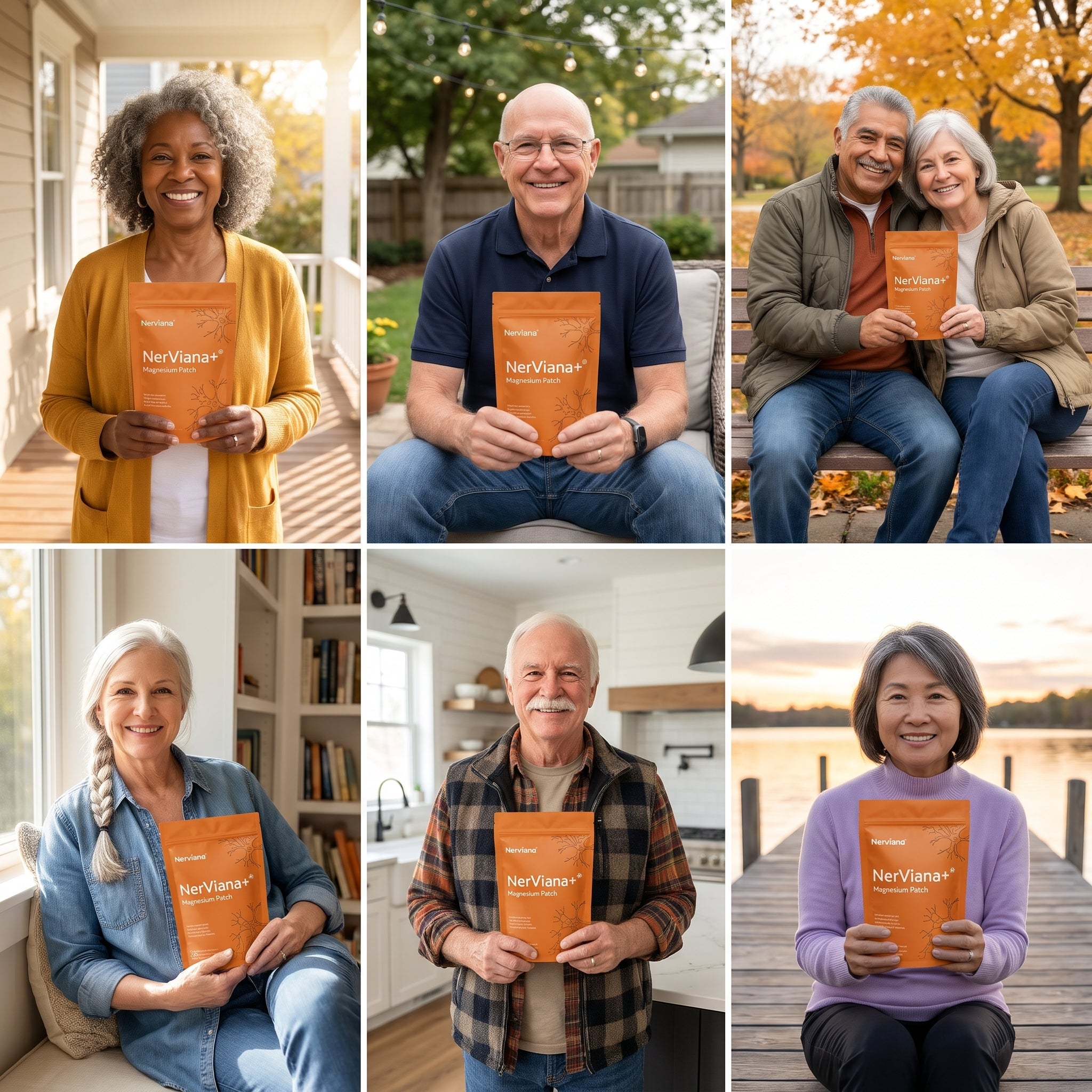 Seniors holding NerViana+ Magnesium Patch