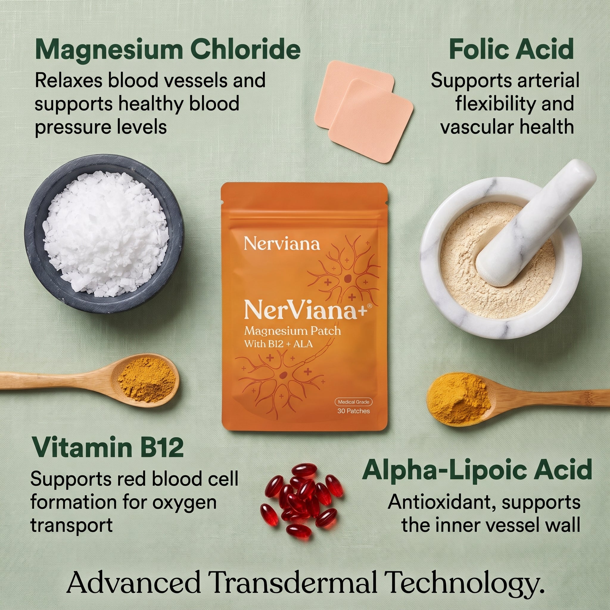 NerViana+ ingredients flat lay